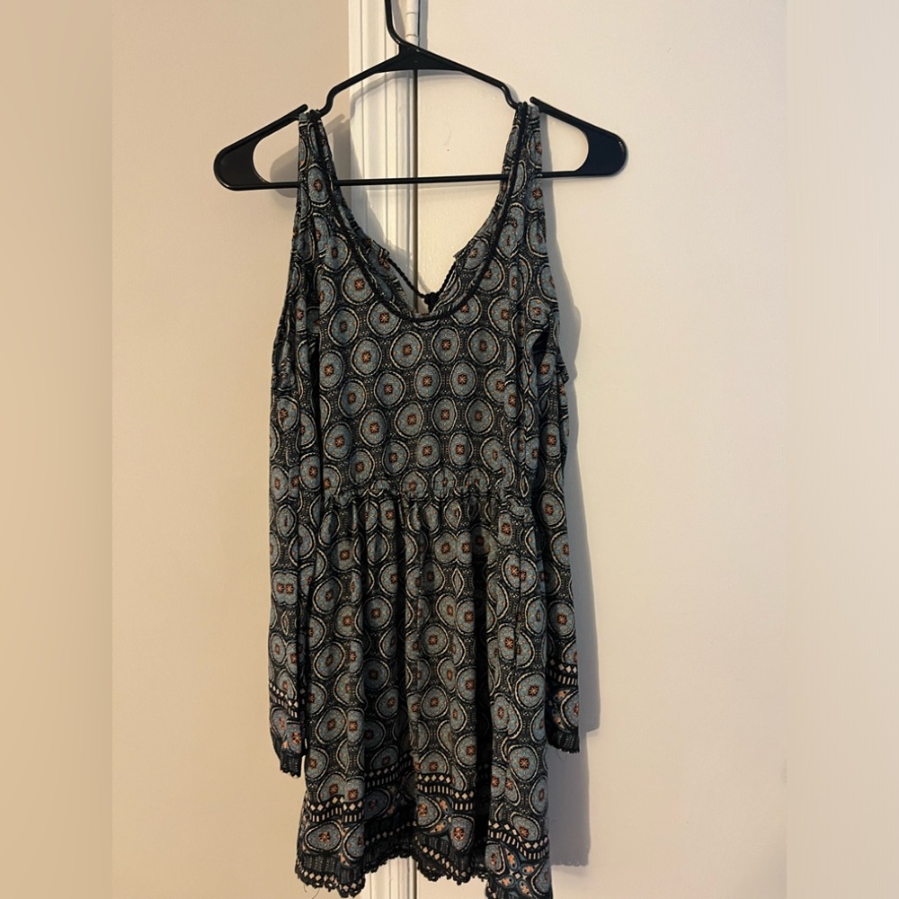 Long sleeve, free shoulder, mini dress